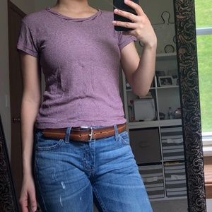 Brandy Melville Red and White Short-Sleeved Shirt